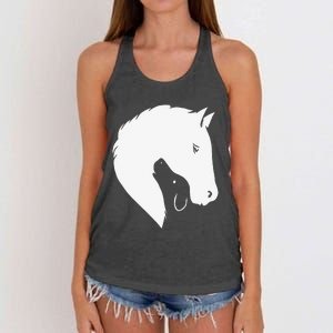 Horse Dog Silhouette Funny Equine Canine Women's Knotted Racerback Tank