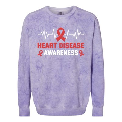 Heart Disease Support Heart Disease Awareness Cute Gift Colorblast Crewneck Sweatshirt