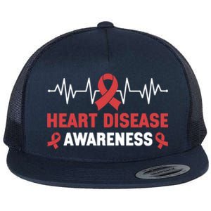 Heart Disease Support Heart Disease Awareness Cute Gift Flat Bill Trucker Hat