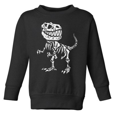 Halloween Dino Skeleton Trex Toddler Sweatshirt