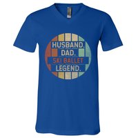 Husband Dad Ski Ballet Legend Vintage Funny Gift V-Neck T-Shirt