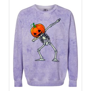 Halloween Dabbing Skeleton Scary Pumpkin Jack O Lantern Great Gift Colorblast Crewneck Sweatshirt