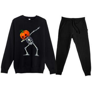 Halloween Dabbing Skeleton Scary Pumpkin Jack O Lantern Great Gift Premium Crewneck Sweatsuit Set