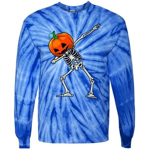 Halloween Dabbing Skeleton Scary Pumpkin Jack O Lantern Great Gift Tie-Dye Long Sleeve Shirt