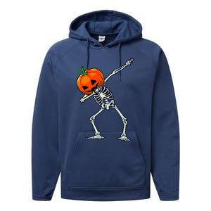 Halloween Dabbing Skeleton Scary Pumpkin Jack O Lantern Great Gift Performance Fleece Hoodie