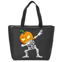 Halloween Dabbing Skeleton Scary Pumpkin Jack O Lantern Zip Tote Bag