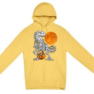 Halloween Dinosaur Skeleton T Rex Scary Pumpkin Moon Meaningful Gift Premium Pullover Hoodie