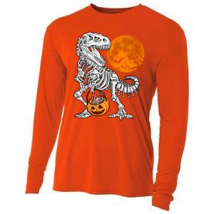 Halloween Dinosaur Skeleton T Rex Scary Pumpkin Moon Meaningful Gift Cooling Performance Long Sleeve Crew