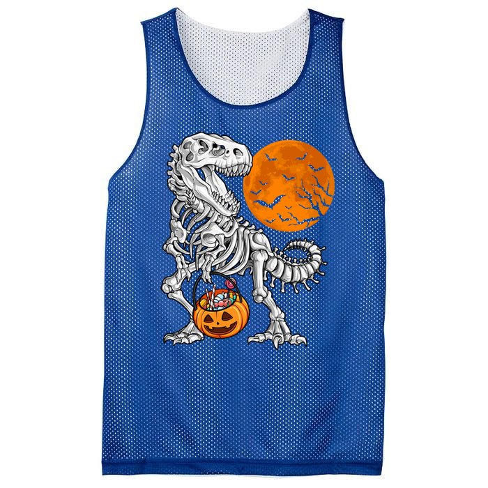 Halloween Dinosaur Skeleton T Rex Scary Pumpkin Moon Meaningful Gift Mesh Reversible Basketball Jersey Tank