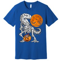 Halloween Dinosaur Skeleton T Rex Scary Pumpkin Moon Meaningful Gift Premium T-Shirt