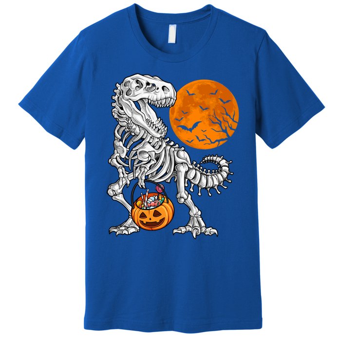 Halloween Dinosaur Skeleton T Rex Scary Pumpkin Moon Meaningful Gift Premium T-Shirt