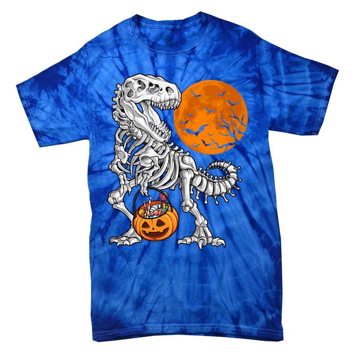 Halloween Dinosaur Skeleton T Rex Scary Pumpkin Moon Meaningful Gift Tie-Dye T-Shirt