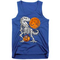 Halloween Dinosaur Skeleton T Rex Scary Pumpkin Moon Meaningful Gift Tank Top