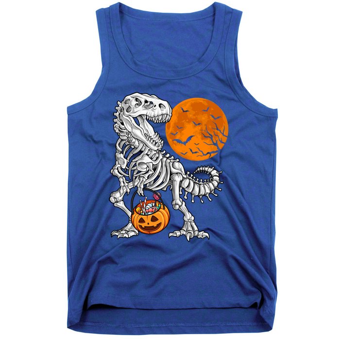 Halloween Dinosaur Skeleton T Rex Scary Pumpkin Moon Meaningful Gift Tank Top