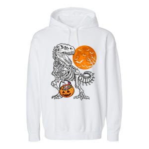 Halloween Dinosaur Skeleton T Rex Scary Pumpkin Moon Meaningful Gift Garment-Dyed Fleece Hoodie