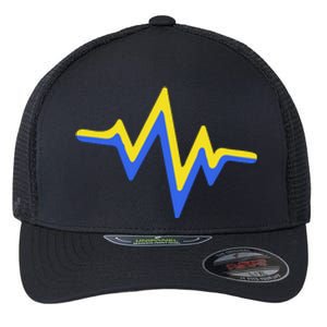 Heartbeat Down Syndrome Awareness Gift Flexfit Unipanel Trucker Cap