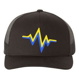 Heartbeat Down Syndrome Awareness Gift Yupoong Adult 5-Panel Trucker Hat