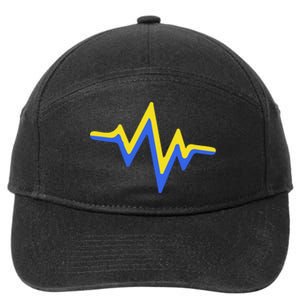 Heartbeat Down Syndrome Awareness Gift 7-Panel Snapback Hat