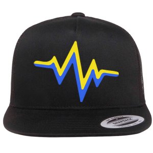 Heartbeat Down Syndrome Awareness Gift Flat Bill Trucker Hat