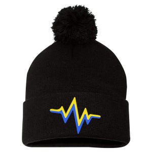 Heartbeat Down Syndrome Awareness Gift Pom Pom 12in Knit Beanie