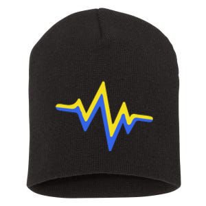 Heartbeat Down Syndrome Awareness Gift Short Acrylic Beanie