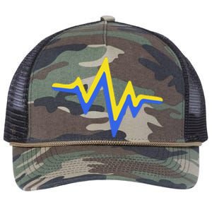 Heartbeat Down Syndrome Awareness Gift Retro Rope Trucker Hat Cap