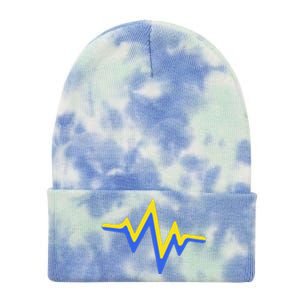 Heartbeat Down Syndrome Awareness Gift Tie Dye 12in Knit Beanie