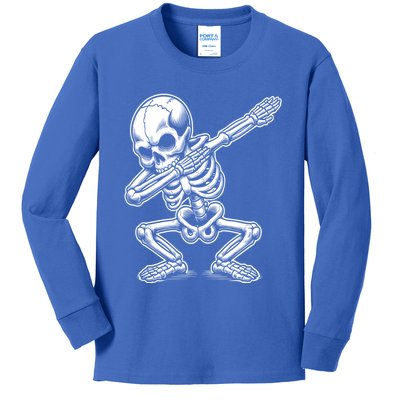 Halloween Dabbing Skeleton Skull Dab Dance Gift Kids Long Sleeve Shirt