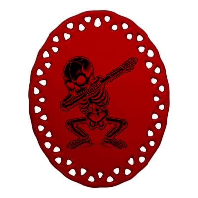 Halloween Dabbing Skeleton Skull Dab Dance Gift Ceramic Oval Ornament