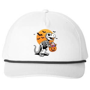 Halloween Dinosaur Skeleton T Rex Scary Pumpkin Moon De Snapback Five-Panel Rope Hat