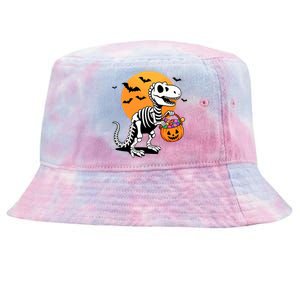 Halloween Dinosaur Skeleton T Rex Scary Pumpkin Moon De Tie-Dyed Bucket Hat