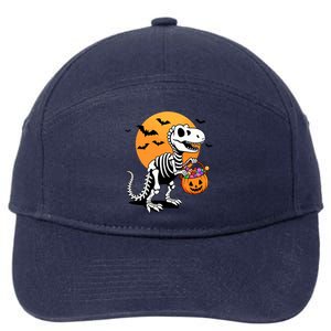 Halloween Dinosaur Skeleton T Rex Scary Pumpkin Moon De 7-Panel Snapback Hat