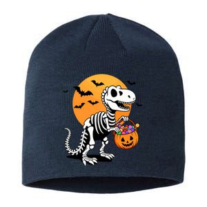 Halloween Dinosaur Skeleton T Rex Scary Pumpkin Moon De Sustainable Beanie