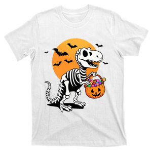 Halloween Dinosaur Skeleton T Rex Scary Pumpkin Moon De T-Shirt