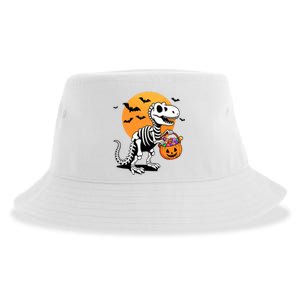 Halloween Dinosaur Skeleton T Rex Scary Pumpkin Moon De Sustainable Bucket Hat