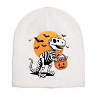 Halloween Dinosaur Skeleton T Rex Scary Pumpkin Moon De Short Acrylic Beanie