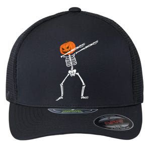 Halloween Dabbing Skeleton Scary Pumpkin Jack O Lantern Gift Flexfit Unipanel Trucker Cap