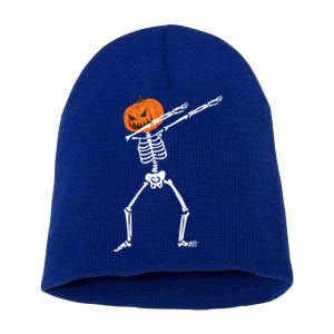 Halloween Dabbing Skeleton Scary Pumpkin Jack O Lantern Gift Short Acrylic Beanie