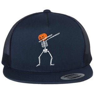 Halloween Dabbing Skeleton Scary Pumpkin Jack O Lantern Gift Flat Bill Trucker Hat