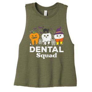 Halloween Dental Squad Teeth Funny Costume Dentist Great Gift Women's Racerback Cropped Tank