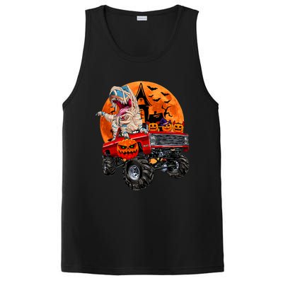 Halloween Dinosaur Skeleton T Rex Scary Pumpkin Moon PosiCharge Competitor Tank