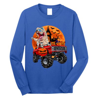 Halloween Dinosaur Skeleton T Rex Scary Pumpkin Moon Long Sleeve Shirt