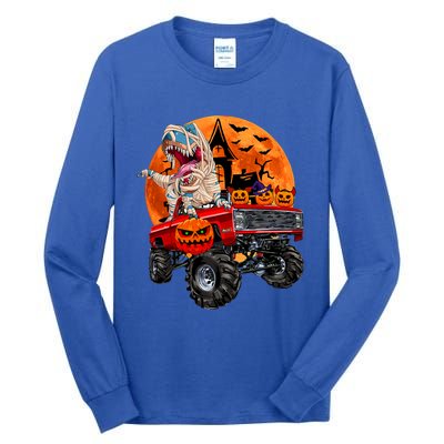 Halloween Dinosaur Skeleton T Rex Scary Pumpkin Moon Tall Long Sleeve T-Shirt