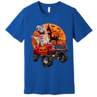 Halloween Dinosaur Skeleton T Rex Scary Pumpkin Moon Premium T-Shirt