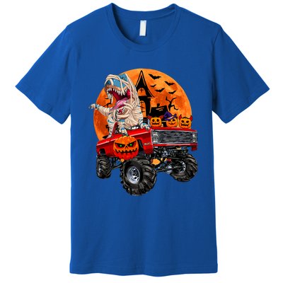 Halloween Dinosaur Skeleton T Rex Scary Pumpkin Moon Premium T-Shirt