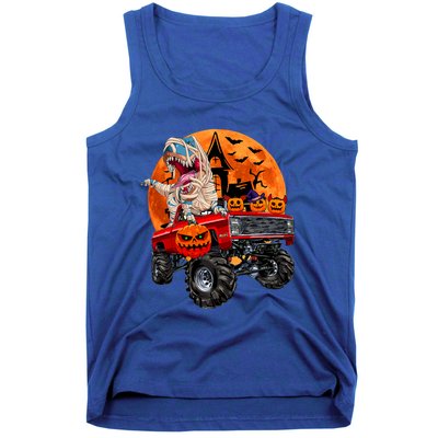 Halloween Dinosaur Skeleton T Rex Scary Pumpkin Moon Tank Top