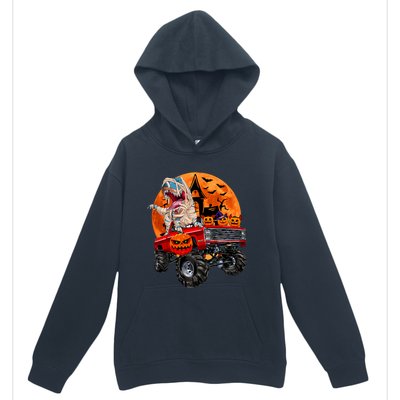 Halloween Dinosaur Skeleton T Rex Scary Pumpkin Moon Urban Pullover Hoodie