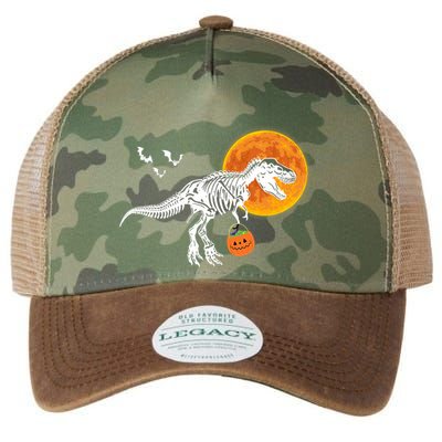 Halloween Dinosaur Skeleton T Rex Scary Pumpkin Moon Legacy Tie Dye Trucker Hat