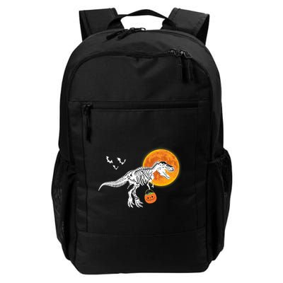 Halloween Dinosaur Skeleton T Rex Scary Pumpkin Moon Backpack
