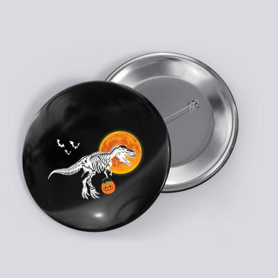 Halloween Dinosaur Skeleton T Rex Scary Pumpkin Moon Button